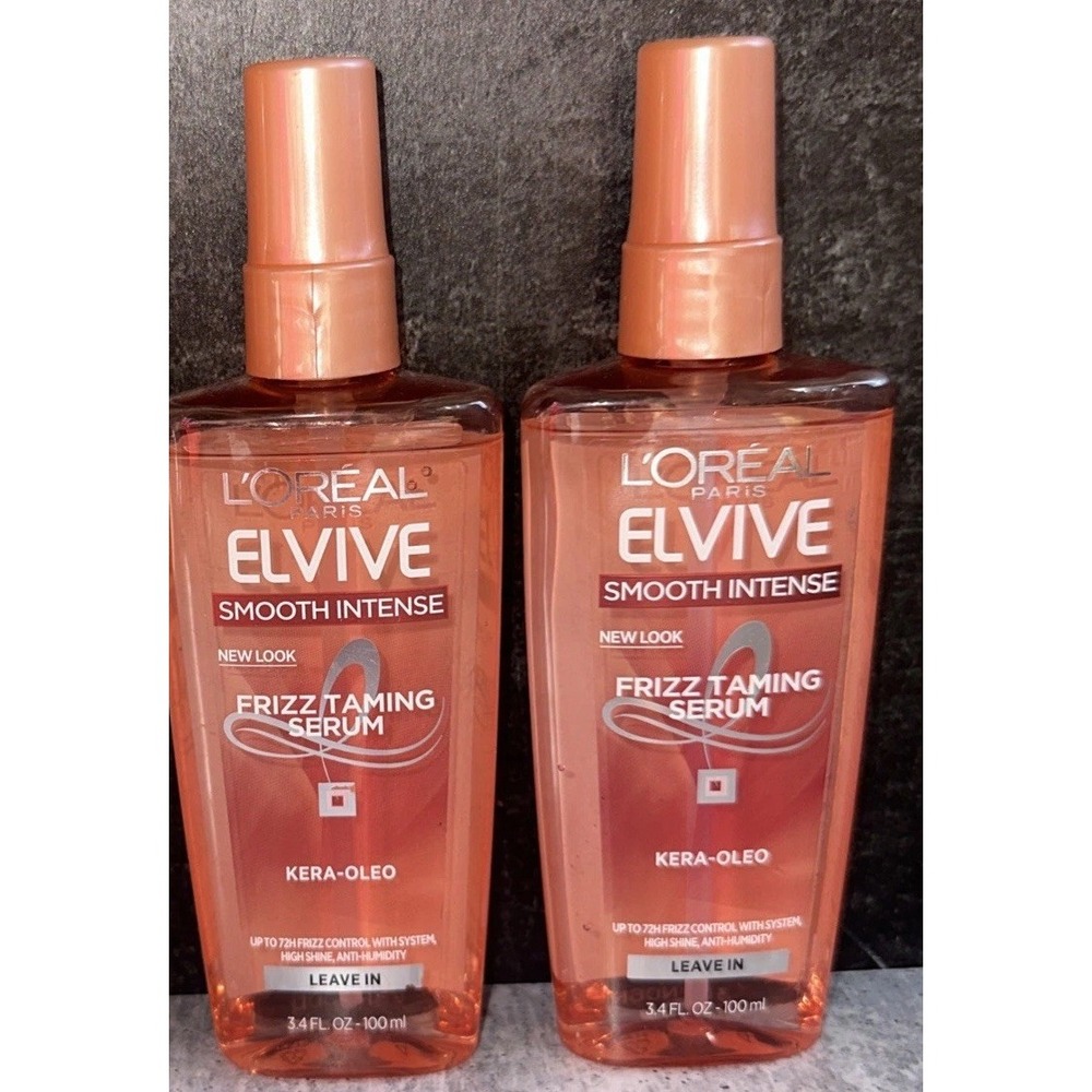 2 x L'Oreal Elvive Smooth Intense Frizz Taming Serum Leave In High Shine Loreal